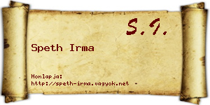 Speth Irma névjegykártya